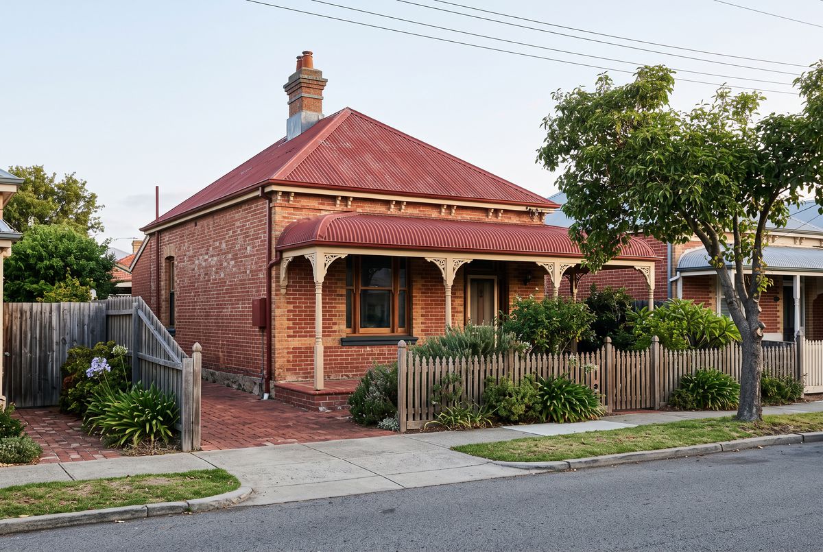 Federation-era Perth cottage with a corrugated iron roof and bullnose verandah